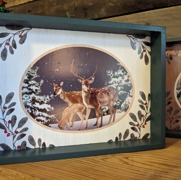 🚨 $5 w/Bundle Purchase 🔥 Set of 3 Deer in Snowy Woods Signs Decor NEW - Picture 4 of 8